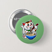 Lucky Cat Ramen Ronde Button 5,7 Cm (Voorkant /achterkant)