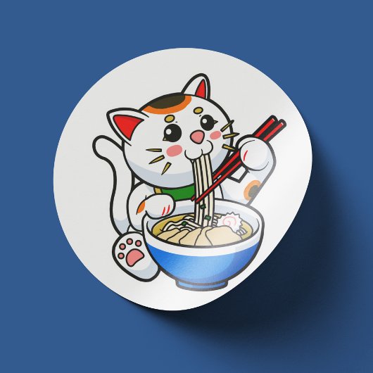 Lucky Cat Ramen Ronde Sticker