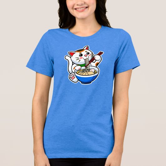Lucky Cat Ramen Tri-Blend Shirt (Voorkant)