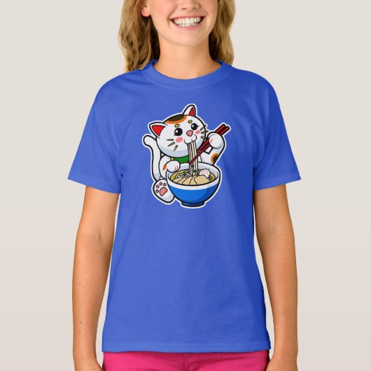 Lucky Cat Ramen Tri-Blend Shirt (Voorkant)