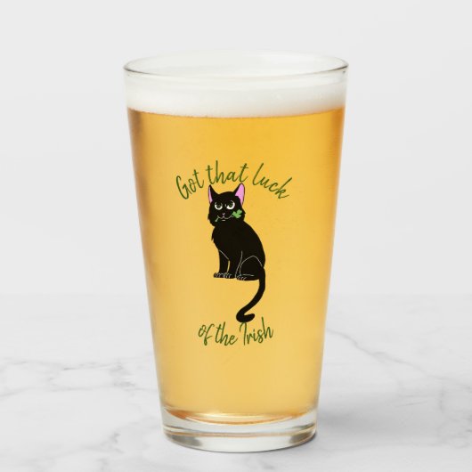 Lucky Cat Saint Patrick's Day Beer Glass Tumbler (Voorkant gevuld)