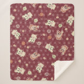 Lucky Cat Sherpa-back Blanket Sherpa Deken (Voorkant)