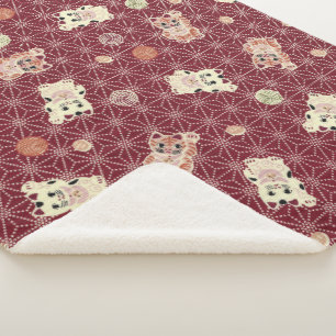 Lucky Cat Sherpa-back Blanket Sherpa Deken