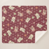 Lucky Cat Sherpa-back Blanket Sherpa Deken (Voorkant (horizontaal))