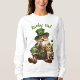 Lucky Cat St. Patrick's Day Sweatshirt Leprechaun