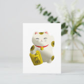 Lucky Cat White Briefkaart (Staand voorkant)