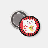 Lucky Cat White Maneki Neko Magneet (Voorkant / Achterkant)