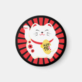 Lucky Cat White Maneki Neko Magneet (Voorkant)