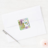 Lucky Cat Year of the Monkey Vierkante Sticker (Envelop)