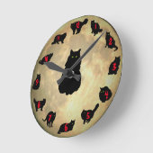 Lucky Cats and the Moon (red number addition) Ronde Klok (Hoek)