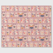 Lucky Cats Wrapping Paper Cadeaupapier (Vlak)