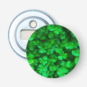 Lucky Celtic Irish Green Shamrocks Button Flesopener