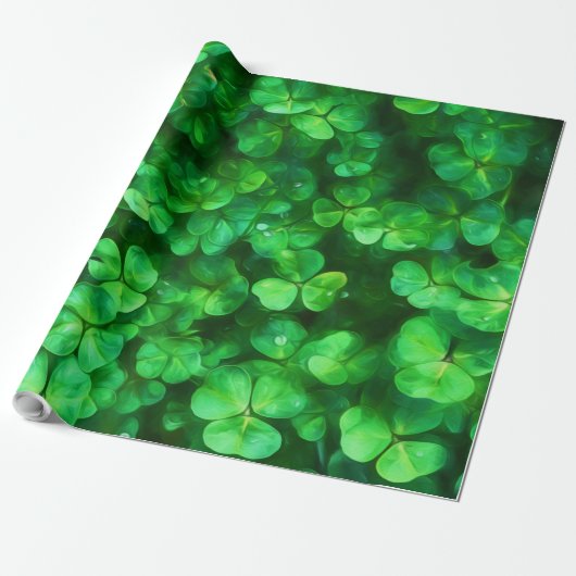 Lucky Celtic Irish Green Shamrocks Cadeaupapier (Uitgerold)