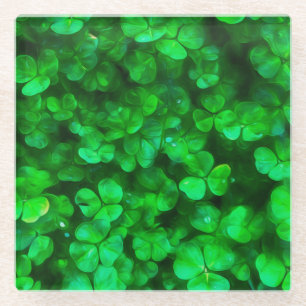 Lucky Celtic Irish Green Shamrocks Glazen Onderzetter