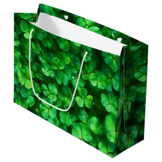 Lucky Celtic Irish Green Shamrocks Groot Cadeauzakje (Voorkant Gekanteld)