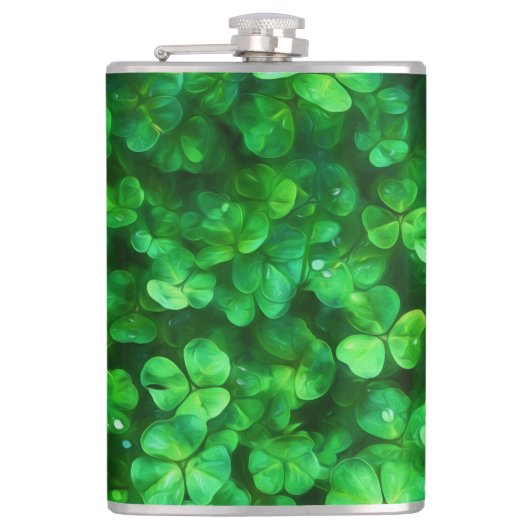 Lucky Celtic Irish Green Shamrocks Heupfles (Voorkant)