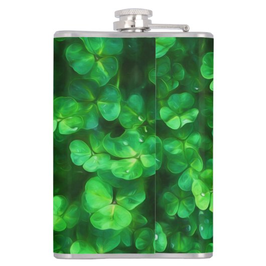 Lucky Celtic Irish Green Shamrocks Heupfles (Achterkant)