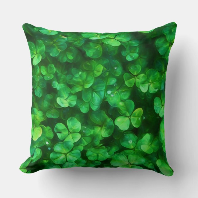 Lucky Celtic Irish Green Shamrocks Kussen (Voorkant)