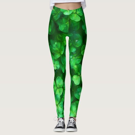 Lucky Celtic Irish Green Shamrocks Leggings (Voorkant)