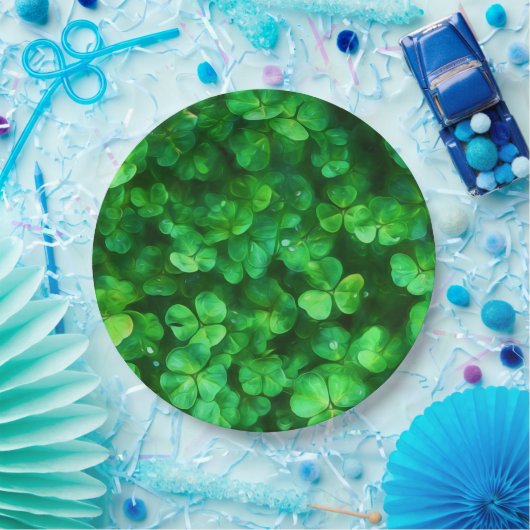 Lucky Celtic Irish Green Shamrocks Papieren Bordje (Feest)