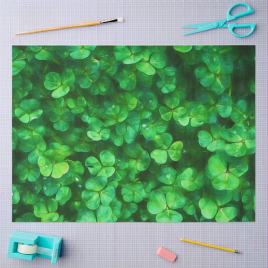 Lucky Celtic Irish Green Shamrocks Tissuepapier (Craft)