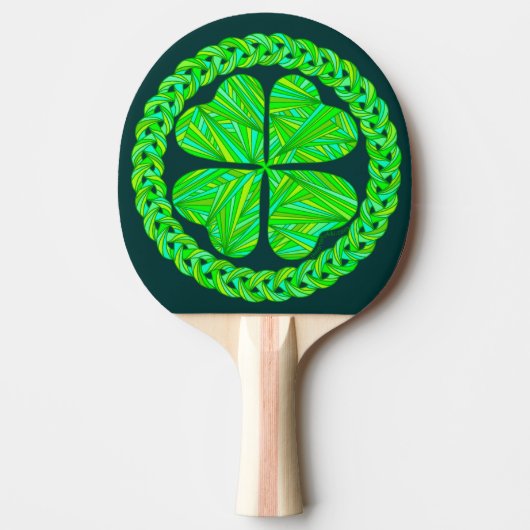 Lucky Celtic Shamrock Four Leaf Clover Tafeltennisbatje (Voorkant)