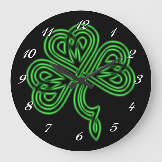 Lucky Celtic Shamrock Wall klok (Voorkant)