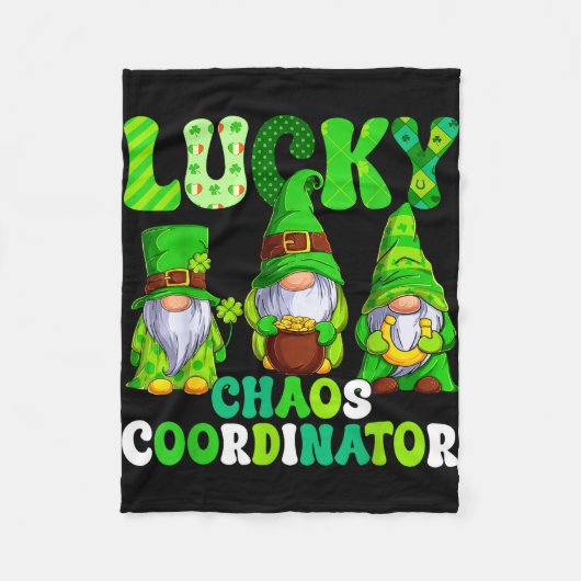 Lucky chaos coordinator shamrock leopard gnomes fleece deken (Voorkant)