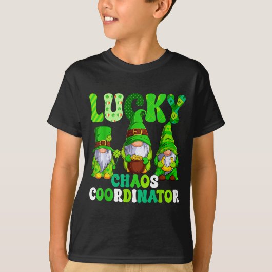 Lucky chaos coordinator shamrock leopard gnomes t-shirt (Voorkant)