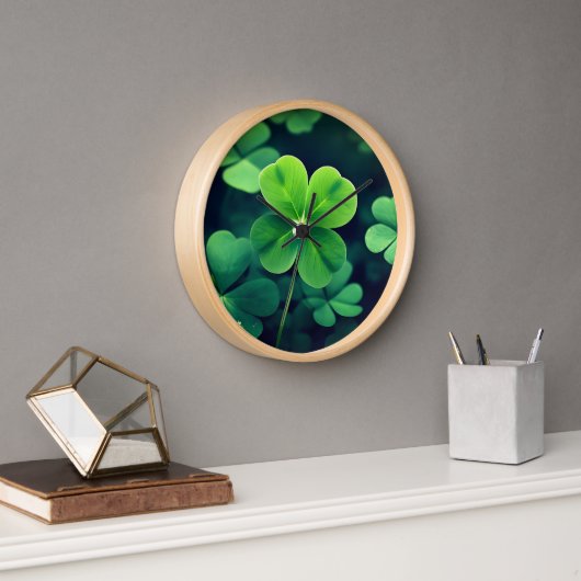 Lucky Charm 4-Leaf Clover Wall Clock (Kantoor)