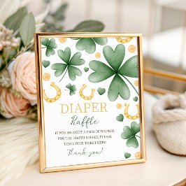 Lucky Charm 8x10 Diaper Raffle Table Sign Reclamebord Met Voetstuk