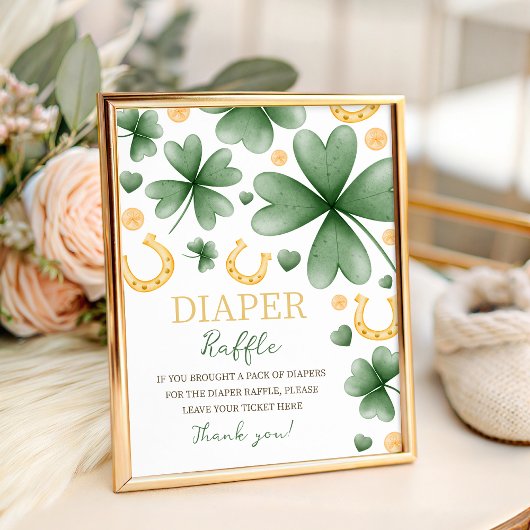 Lucky Charm 8x10 Diaper Raffle Table Sign Reclamebord Met Voetstuk