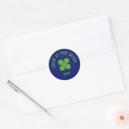 Lucky Charm Abstracte 4-Leaf Clover op Blauw Ronde Sticker