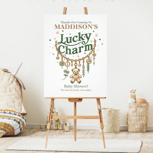 Lucky Charm Armband Baby shower Welkomstbord Poster