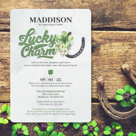 Lucky Charm Baby shower Invitation Kaart
