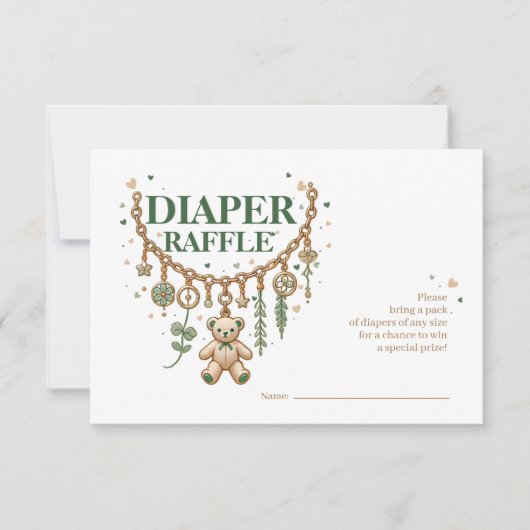 Lucky Charm Baby shower Luier Raffle Kaart (Voorkant)
