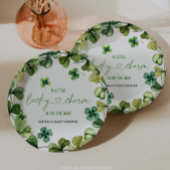 Lucky Charm Baby shower Shamrock Clover Papieren Bordje