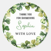 Lucky Charm Baby shower Shamrock Clover Ronde Sticker (Voorkant)