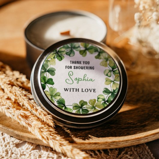 Lucky Charm Baby shower Shamrock Clover Ronde Sticker