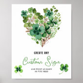 Lucky Charm Baby shower Shamrock Custom Sign Poster (Voorkant)