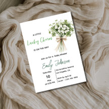 Lucky Charm Baby Shower Uitnodiging Shamrock Groen