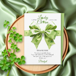 Lucky Charm Bow St. Patrick's Day baby shower Bedankkaart