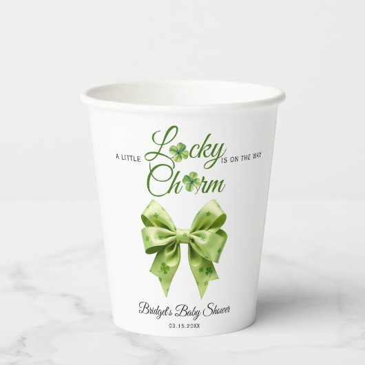 Lucky Charm Bow St. Patrick's Day baby shower Papieren Bekers (Achterkant)