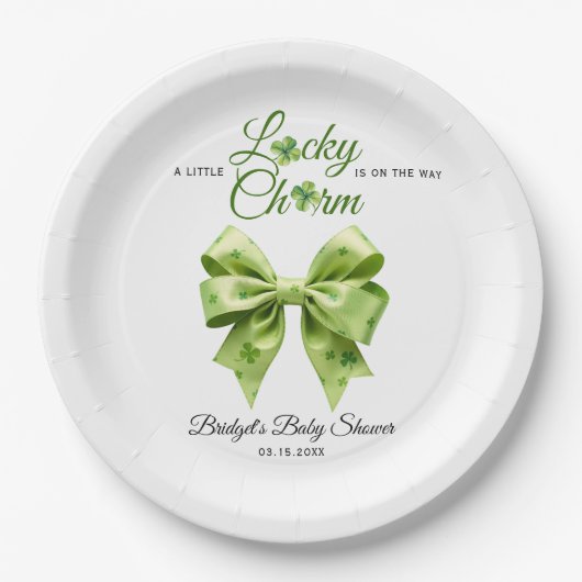 Lucky Charm Bow St. Patrick's Day baby shower Papieren Bordje (Voorkant)