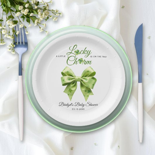 Lucky Charm Bow St. Patrick's Day baby shower Papieren Bordje