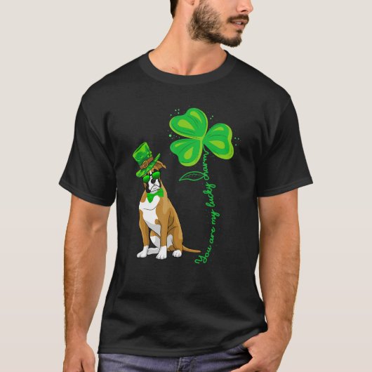 Lucky Charm Boxer Dog St Patricks Day T-shirt (Voorkant)