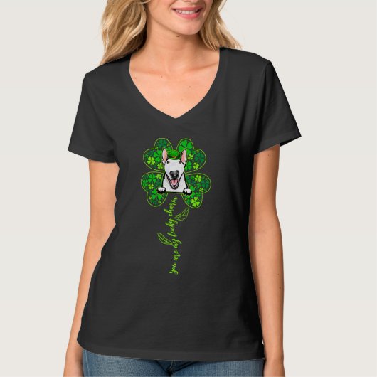 Lucky Charm Bull Terrier Shamrock Happy St Patrick T-shirt (Voorkant)