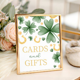 Lucky Charm Cards and Gifts Table Sign Reclamebord Met Voetstuk