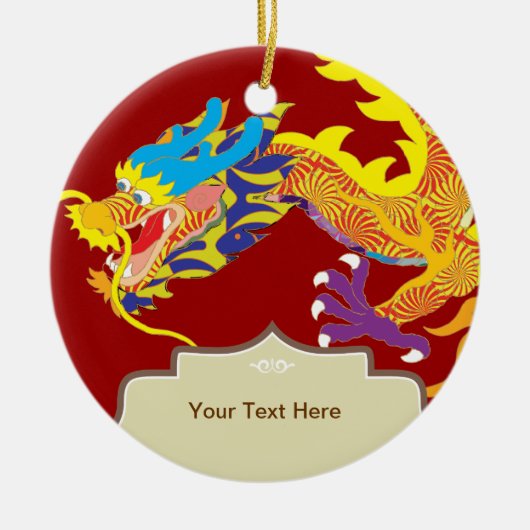 Lucky Charm Chinese Dragon Keramisch Ornament (Voorkant)