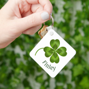 Lucky Charm Clover  Gepersonaliseerd Goed Luck Sleutelhanger